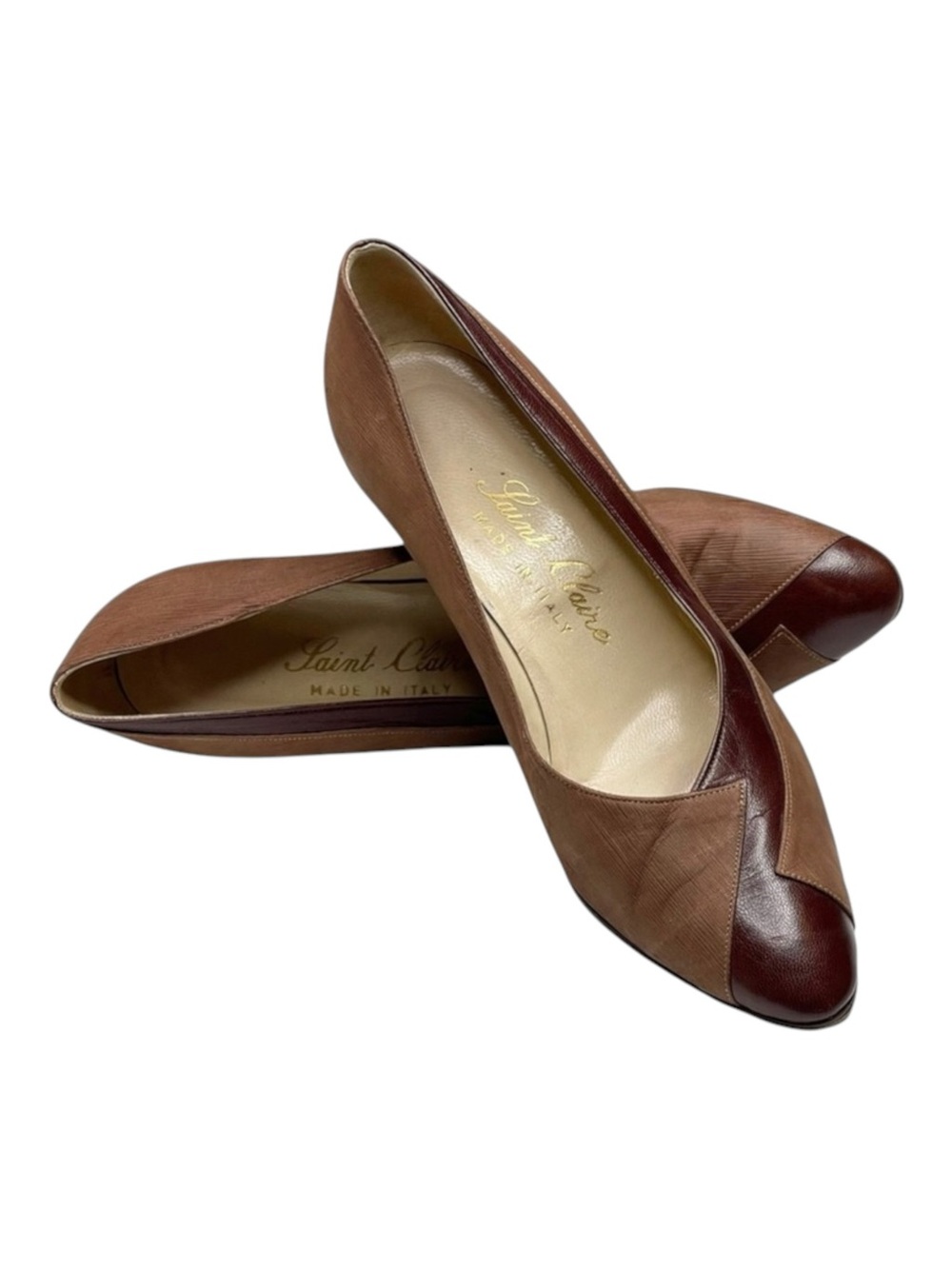 Vintage 70’s: Saint Claire ⊛ Italy Soft Glove Leather Pumps ⊛ Dusty Rose 2 Tone - Picture 3 of 16